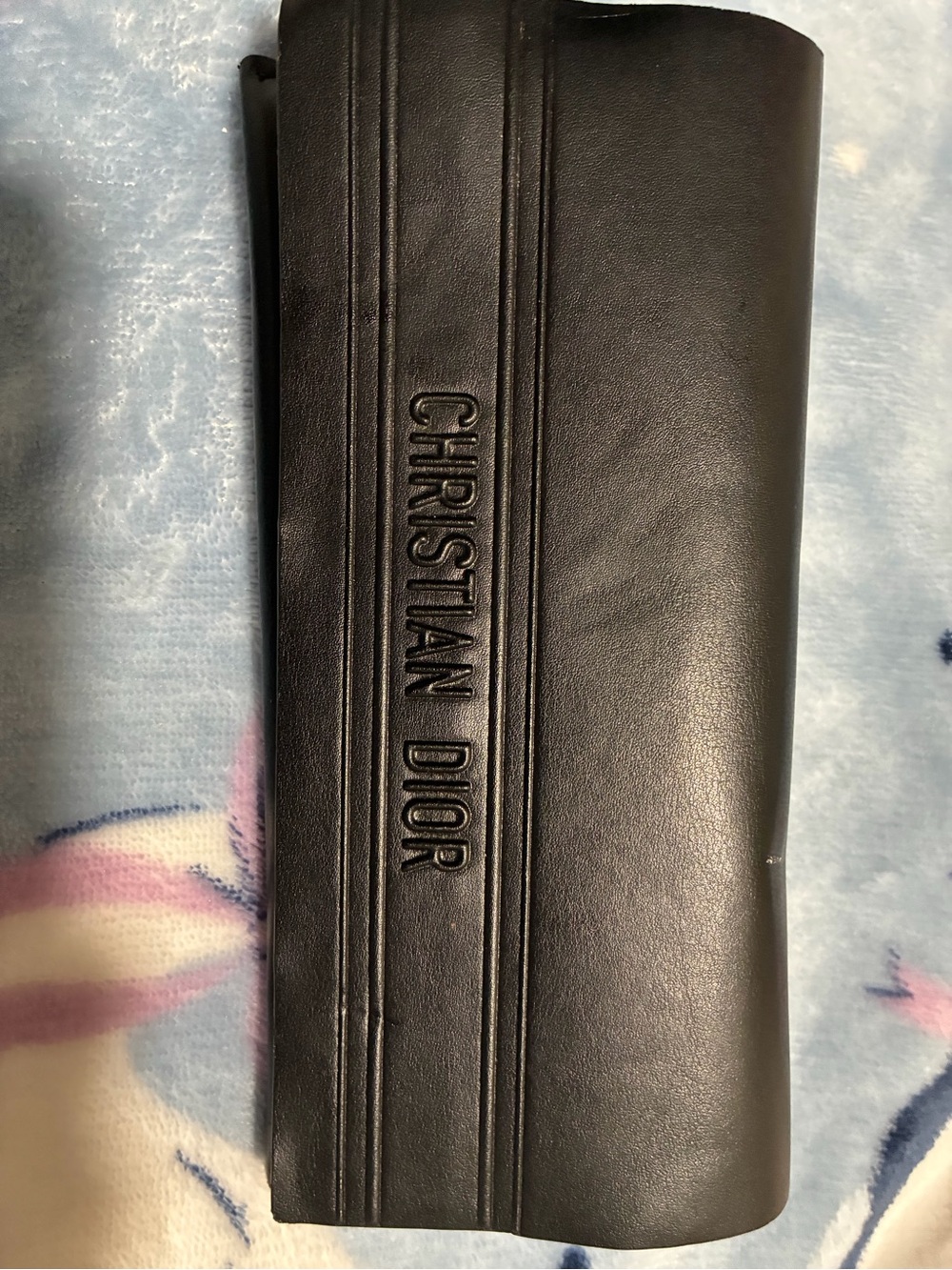 Dior Black Embossed Christian Dior Long Leather Card Holder